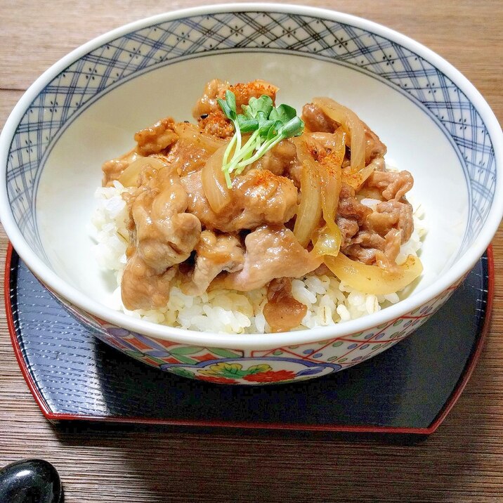 玉ねぎと豚肉の甘辛丼